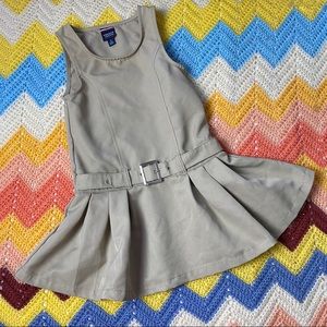 French Toast Khaki Side-Pleated Jumper w Faux Belt